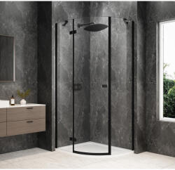 SAPHO GLOBE BLACK íves zuhanykabin, 1000x800mm, balos, transzparent üveg GB2180LB (GB2180LB)