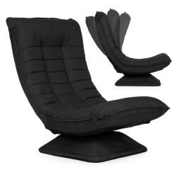 ModernHome Fotoliu de relaxare, ModernHome TH-CL-3, negru, rotativ 360°, înclinare în 4 trepte, husă din pânză de in detașabilă și lavabilă, greutate maximă suportată: 150 kg