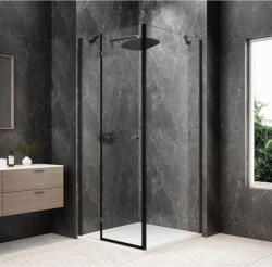 SAPHO GLOBE GUN METAL nyílóajtó oldalfallal, 1000x1000mm, balos, transzparent üveg GB1010-3415LGM (GB1010-3415LGM)