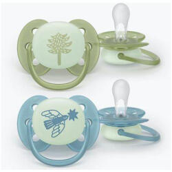 Philips Suzete, 2 buc. , Ultra Soft Night (18+ luni) + cutie de sterilizare pentru băieți 00A. 0689.001