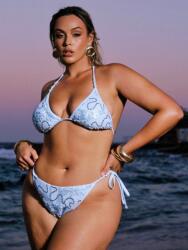 Shein Plus Size Kék Kétrészes Fürdőruha Hímzéssel 44 1MA