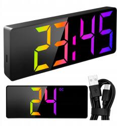 Izoxis Óra Led Ébresztőóra Elektronikus Digitális Hőmérő Színes Éjszakai Usb Riasztás (Budzik - zegar LED kolorowy Izoxis)