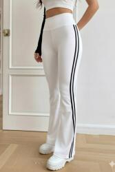  Fehér Leggings Fekete Lámpákkal Magas Derék Hosszú L 5IA (12709/Beyaz)