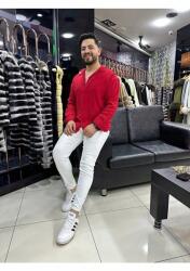  Férfi Ing Casual Piros Sima Hosszú Ujjú M 5IA (ÜtüGerektirmeyen/Krmz)