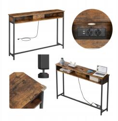 Songmics Keskeny konzol Usb tápcsatlakozóval Loft kiegészítő dohányzóasztal (LNT111K01)
