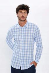  Férfi Casual Hosszú Ujjú Kék Kockás Ing M 5IA (DR240040-970/Multi)
