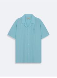 LTB Férfi Ing Casual Kék Sima Rövid Ujjú M 5IA (012244911825008/YEŞIL_5994)