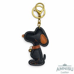Amnisu Fekete Snoopy figurás bőr kulcstartó / táskadísz
