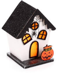 PUCKATOR Halloweeni dekor házikó, LED-es, fehér-fekete, Kísérteties tök és pók, Spooky (PCT-HOU14) - officetrade
