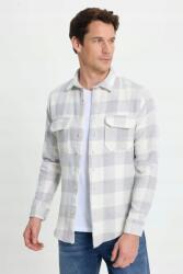  Férfi Casual Kockás Ing Szürke-fehér Zsebekkel XL 5IA (DR250022/Gri - Ekru)
