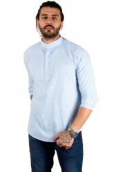 Férfi Ing Casual Kék Állógallérral És Gombokkal 3XL 5IA (PACEY2201914/Mavi)