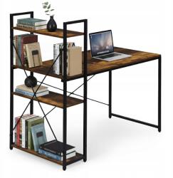 ModernHOME Iskolai számítógépasztal 120x60 cm könyvespolc 3 polccal öregített dió (TH-SD-7-16)