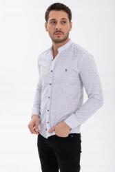  Férfi Ing Casual Slim Állógallérral Kék Melange XXL 5IA (2442/Beyaz)