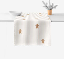 Goldea napron de masă de crăciun 100% bumbac - turtă dulce cu dungi 50x160 cm Fata de masa