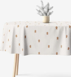 Goldea față de masă de crăciun 100% bumbac - turtă dulce cu dungi - ovală 140 x 280 cm Fata de masa