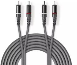 Nedis Cablu audio stereo 2x RCA tata - 2x RCA tata 5m gri Nedis (COTH24200GY50)
