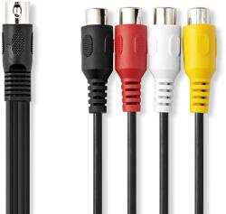 Nedis Cablu adaptor audio DIN 5pin tata - 4x RCA mama 0.2m negru Nedis CAGL20450BK02 (CAGL20450BK02)