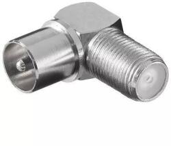 Goobay Adaptor coaxial TV 90 grade tata la F mama metal Goobay (12236)