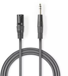 Nedis Cablu stereo XLR 3 pini tata - JACK 6.5 mm tata 3m gri Nedis (COTH15100GY30)