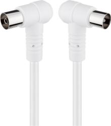 Goobay Cablu COAXIAL TV antena 2.5m cotit 90 grade mama-tata 75 ohm clasa A 85DB Dublu ecranat CCS alb 67354 Goobay (67354) - balutatech