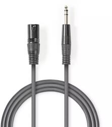Nedis Cablu XLR stereo Nedis XLR 3pini tata - Jack 6.3 mm tata 1.5m gri (COTH15100GY15)