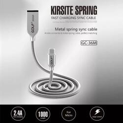 GOLF Cablu Kirsite Micro USB Golf 36M argintiu 1m 2.4A Fast Charging (GC-36MS) - balutatech
