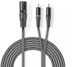 Nedis Cablu audio stereo XLR 3-Pin tata - 2x RCA tata 1.5m gri NEDIS (COTH15200GY15)
