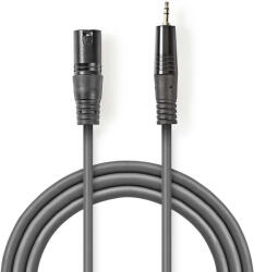 Nedis Cablu audio XLR 3-Pin tata - 3.5mm Jack tata 3m gri Nedis (COTH15300GY30)