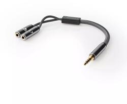 Nedis Adaptor audio pentru casti si microfon Jack 3.5 mm tata - 2x 3.5 mm mama Nedis gri metal (CATB22150GY02) - balutatech