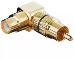 Goobay Mufa adaptor RCA mama la RCA 90 tata inel negru metal aurit Goobay (11590) - balutatech
