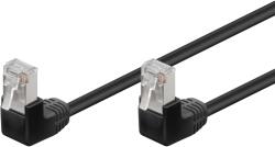 Goobay Cablu Patch CAT5e 2x RJ45 90 FTP 0.5m negru pentru Conectare retea Ecranat Protectie la indoire 96077 Goobay (96077)