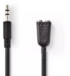 Nedis Cablu Audio Stereo Jack 3.5 mm tata - 2x 3.5 mm mama 0.2m Nedis (CAGP22100BK02) - balutatech