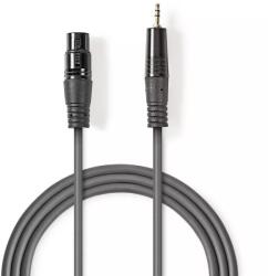 Nedis Cablu Audio Balansat XLR 3 Pini mama - Jack 3.5 mm tata stereo 1m Gri NEDIS (COTH15320GY10)