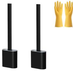  Set 2 perii silicon pentru igienizarea toaletei, negru, include manusi