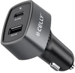 Celly Incarcator auto Celly 1x USB-C, 1x USB, 65 W, Black (CC1USBC1USBA65W)