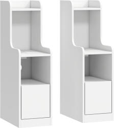 HOMCOM Set de 2 noptiere cu stație de încărcare, noptiere moderne cu sertar, polițe deschise, alb | Aosom Romania (83D-242V90WT)