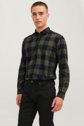 JACK & JONES Jack & Jones, Egyszínű kockás ing, Olivazöld, Tengerészkék, S (12181602-DUSTY-OLIVE-SLIM-FIT-S)