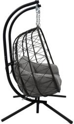  Fotoliu suspendat Generic, pentru 2 persoane, otel/textil, 144 x 110 x 190 cm, Gri