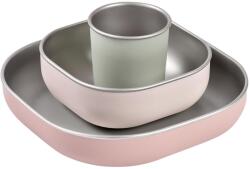 Béaba Set de masa pentru copii BEABA din inox 3 piese - farfurie, bol si pahar, culoare Barbapapa (33100752) Set pentru masa bebelusi