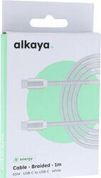 Alkaya Cablu de incarcare alkaya Speed Flex Impletit USB C+C Alb, 1 Metru (CL-60006)