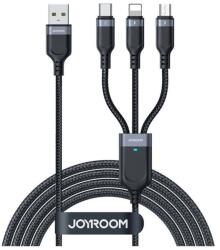 JOYROOM Adatkábel 3in1 Type-C Lightning MicroUSB Fekete S-A18-NEW (S-A18-NEW)