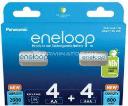 Panasonic Eneloop 4x AA 2000mAh + 4x AAA 800mAh akkumulátor (BK-3MCDE+4MCDE/8CP)