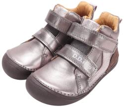 D. D. STEP Pantofi pentru fete Barefoot, fără căptușeală, cu închidere cu velcro gri metalizat/maro (14F410)