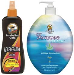  Australian Gold Accelerator W Spray barnulásgyorsító spray + Forever After napozás utáni testápoló Szett