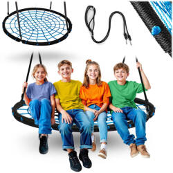 Neo-Sport Leagăn tip cuib, Neo-Sport NS-104, negru/albastru, diametru: 120 cm, impermeabil, înălțime reglabilă a frânghiilor: 90-160 cm, cadru din oțel, frânghie tip pânză de păianjen din poliester, capacitate  Leagan