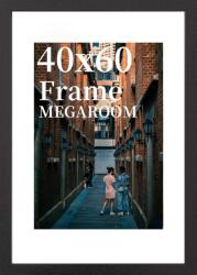 MEGAROOM Képkeret 40x60 cm Fekete - Nagy Poszterkerethez Splintervédő Plexiüveggel, Robusztus MDF Faerezettel, Falra Szerelhető Galéria és Műalkotás Tartó, 1 db