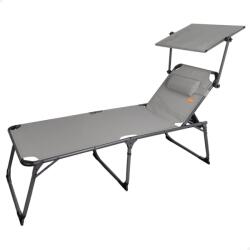 AKTIVE 62613 összecsukható napozóágy napellenzővel és párnával, 193x67x48/96 cm, 5 pozíció, max 100 kg, szürke (62613)