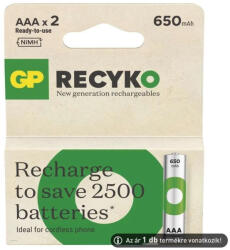GP Batteries GP AAA Recyko 650mAh NiMH akkumulátor 2db/csomag (ár/csomag)