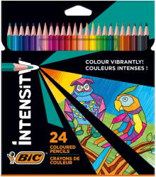 BIC Intensity Színes Ceruza Készlet - 24 db, Vegyes Színek, Háromszögletű Ergonomikus Forma, Puha és Tartós Hegy, Franciaországban Gyártva
