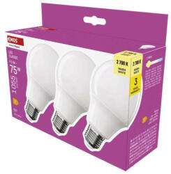 EMOS LED izzó Classic A60, E27, 9, 5 W (75 W), 1055 lm, Meleg fehér, 2700K, 230V, CRI>80, EMOS, ZQ5E51.3 (ZQ5E51-3)